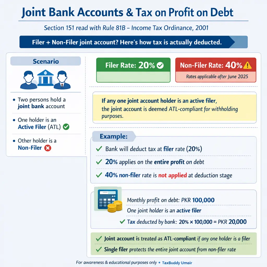 Joint Bank Account Profit on Debt Tax Pakistan